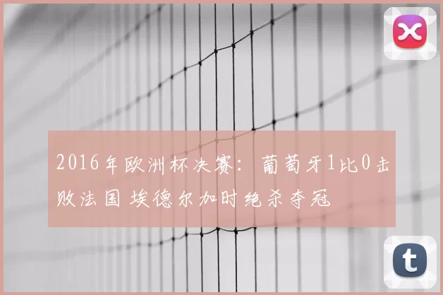 2016年欧洲杯决赛：葡萄牙1比0击败法国 埃德尔加时绝杀夺冠